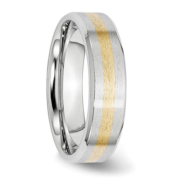 Chisel Cobalt 14k Gold Inlay Satin & Polished 6mm Band